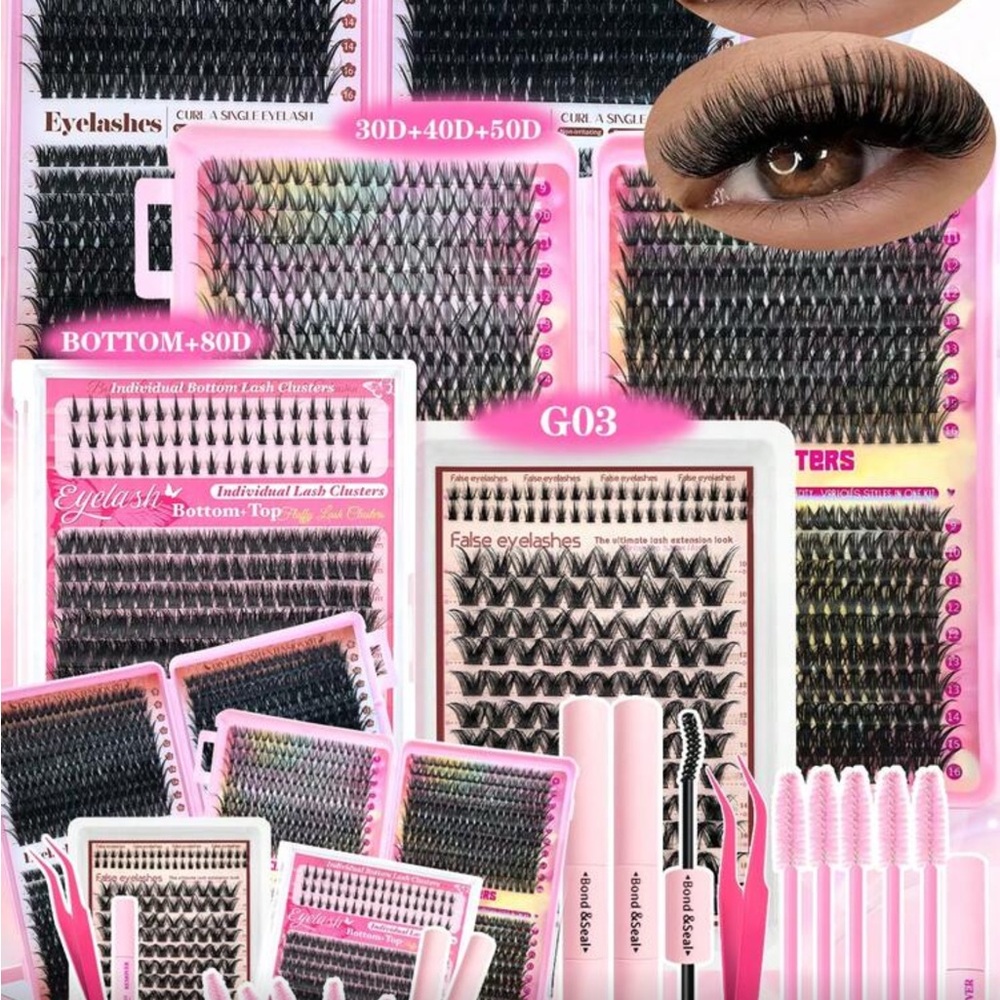 Volume Individual Cluster False Eyelashes KIT – Black –